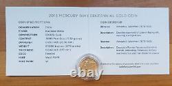 2016-w Mercury Dime Centennial Gold Coin Withogp & Coa 99.99% 1/10e Oz Gold