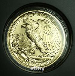 2016-w Walking Liberty Half Dollar Gold 1/2 Oz Coin Centennial En Boîte Avec Coa