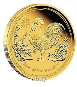 2017 P Australie Proof Gold $15 Lunar Year Rooster Ngc Pf70 1/10 Oz Coin Er