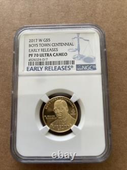 2017 W US Gold Proof 5 $ Pièce commémorative Boys Town NGC PF70 ULTRA CAMEO Early Releases
