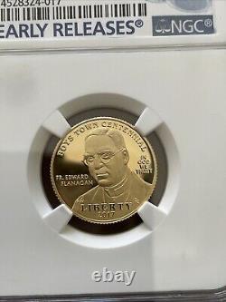 2017 W US Gold Proof 5 $ Pièce commémorative Boys Town NGC PF70 ULTRA CAMEO Early Releases