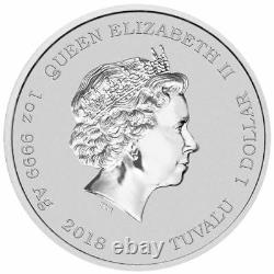 2018 Crapaud D'argent Tuvalu 1oz $1 Dollar. 9999 Argent & 24k Or Gilded Gilt Coin