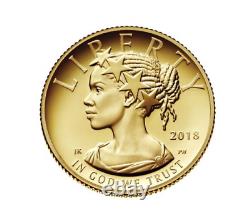 2018-W Liberté Américaine en Or Proof de Haute Relief 1/10 oz avec Boîte Originale de la Monnaie et COA