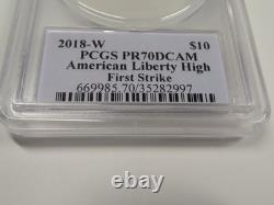 2018 W Pcgs Pr70dcam Liberté Américaine Haute Relief 10 $ Or Thomas Cleveland Auto