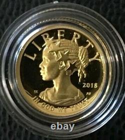 2018-w American Liberty 1/10th Ounce Gold Proof 10 $ Pièce En Emballage De Menthe