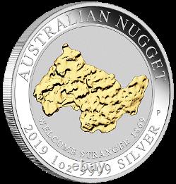2019 Australie Bienvenue Étranger Gold Nugget 24k Dore De La Silver $ 1 Coin