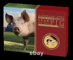 2019 P Australie Proof $ 100 Couleur Or Année Lunaire Du Pig Ngc Pf70 1 Oz Coin