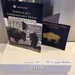 2019 Smithsonian Zoo Buffalo 1/4 Oz Gold & Silver Set Médaille Ensemble De Scarce Ngc Pf70