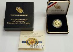 2019 U. S. Mint American Legion Proof Gold 5 $ Coin Box/coa