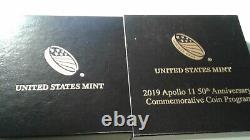 2019 Unc 50e Anniversaire Apollo 11 Or 5 $ Coin Box & Coa
