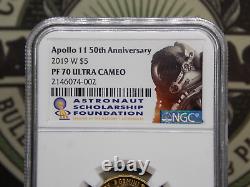 2019 W $5 Apollo 11 50e anniversaire en or PREUVE commémorative NGC PF70 #002