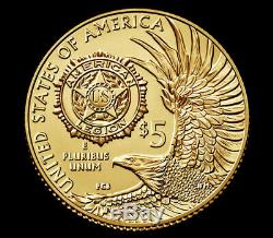 2019 W 5 $ Gold American Legion 100ème Anniversaire Uncirculated Coin -avec Box & Coa