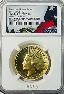2019 W American Liberty 100 $ Hr Gold 2021 West Point Hoard Ngc Sp70 Ucam