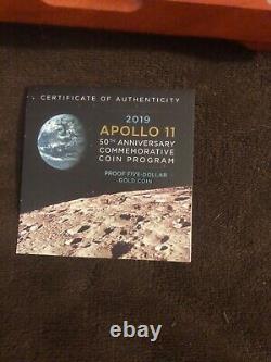 2019 pièce en or de 5 $ du 50e anniversaire d'Apollo 11
