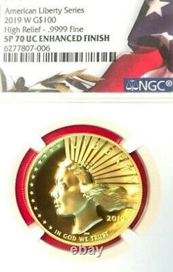 2019-w $100 Gold Liberty Enhanced High Relief Uhr Ngc Sp-70 Ultra Cameo Withogp