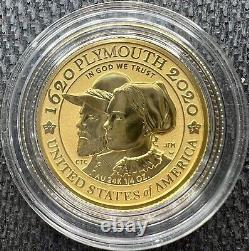 2020 400e Anniversaire du Voyage du Mayflower Or Reverse Proof avec Boîte d'Origine