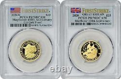 2020 Mayflower 400th Anniversary 2-coin Gold Proof Set Pr70dcam Fs Pcgs