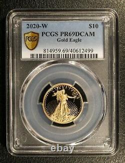 2020-w $10 Gold Eagle Pcgs Pr69dcam, 1/4 Once Gold, Faible Mentage