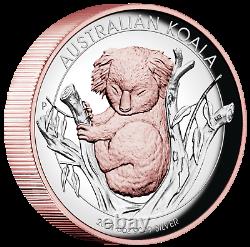 2021 Australie Or Rose Gilt High Relief 5oz Argent Koala 8 $ Pièce Ngc Pf70 Fr