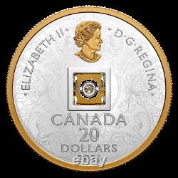 2021 Canada Sparkle Of The Heart Dancing Diamond Pièce D'argent Plaqué Or 20 $