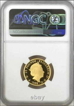 2021 Uk Britannia Avec Lion £25 1/4oz Gold Proof Coin Ngc Pf70 Uc Premières Versions