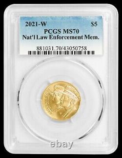 2021-w $ 5 Or National D'application De La Loi Pcgs Ms70 - Super Low Mintage Coin