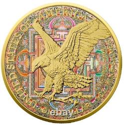 2022 1 Oz Argent $1 CERCLE DE VIE AIGLE AMÉRICAIN Pièce Colorée Dorée