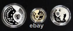 2022 Coffret commémoratif de 3 pièces en or et argent Purple Heart Wgold & Silver Ogp