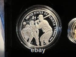 2022 Negro League Us Mint 3-coin Proof Set Avec 1/2 Dollar/ Un Dollar/ 5 Dollars D'or