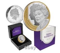 2022 Queen Elizabeth II Commemorative Silver Proof $1 Pièce Plaquée Or