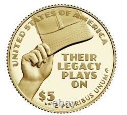 2022-w Negro Leagues Baseball Proof Cinq-dollar 90% Gold Coin -22ch Pre-sale