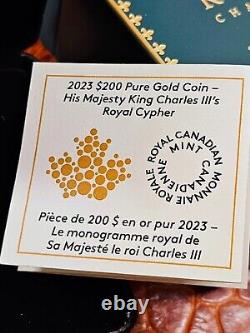 2023 $200 le chiffre royal de Sa Majesté le Roi Charles III de 30 mm en or pur 9999AU d'une once. MRC