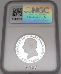 2024 AU 5 $ Sablier DOLPHIN NGC ARGENT PF70 ULTRA CAMÉE HR + Boîte de frappe & COA