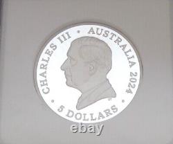 2024 AU 5 $ Sablier DOLPHIN NGC ARGENT PF70 ULTRA CAMÉE HR + Boîte de frappe & COA