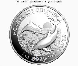 2024 AU 5 $ Sablier DOLPHIN NGC ARGENT PF70 ULTRA CAMÉE HR + Boîte de frappe & COA