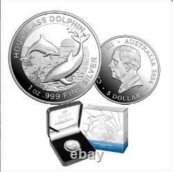 2024 AU 5 $ Sablier DOLPHIN NGC ARGENT PF70 ULTRA CAMÉE HR + Boîte de frappe & COA