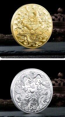 50 Pcs Chinese Dragon Or Et Argent Plaqué Commemorative Collectionnable 30g Pièces