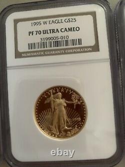 70 Grade 1995 W $25 American Gold Eagle Coin Ngc