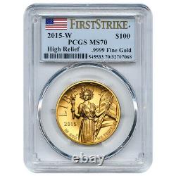 American Liberty 2015 W High Relief Gold Coin 1oz Pcgs Ms70 Fs