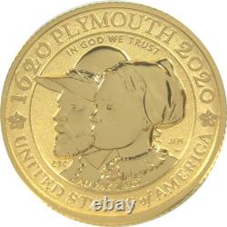 Anniversaire du Mayflower 400e 1/4 oz. 9999 Or 10 $ Preuve inversée OGP