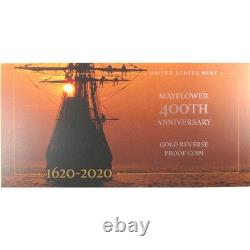 Anniversaire du Mayflower 400e 1/4 oz. 9999 Or 10 $ Preuve inversée OGP