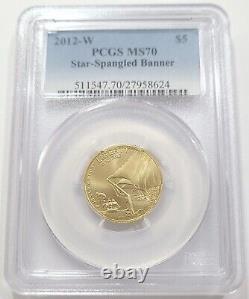 Bannière étoilée 2012 en or $5 PCGS MS70