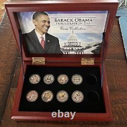 Barack Obama 10 Pièces Edition Limitée Set D'inauguration 24 Karat Gold Layered