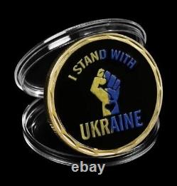 Beaucoup De Ten. Je Me Tiens Avec L'ukraine Pièces Commémoratives Plaquées Or. Bonus 2 Coins