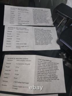 CINQ (5) Pièces Commémoratives Colossales de Grande Taille avec 4 Certificats d'Authenticité en Cu recouvertes de 24k or