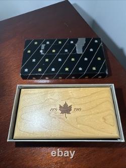 Canada 1989 Ensemble commémoratif en érable 1/10 or, 1/10 platine et 1 oz argent