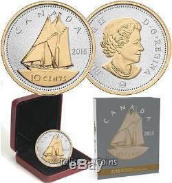 Canada 2015 Big Coins Série Bluenose 10 Cents 5 Oz En Argent Épreuve Numismatique Plaqué Or Ogp