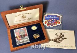 Carte d'anniversaire commémorative en or de 5 $ de Jackie Robinson 1997-W, épingle, patch STOCK Carte d'anniversaire commémorative en or de 5 $ de Jackie Robinson 1997-W, épingle, patch STOCK