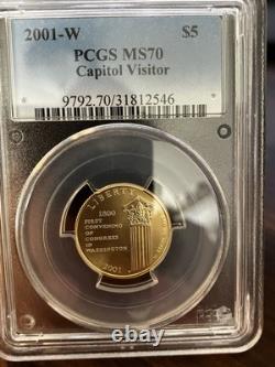 Centre des visiteurs du Capitole 2001-W $5 en or commémoratif PCGS MS70