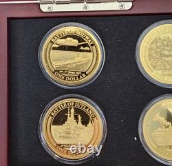 Collection de Dollars en Or des Plus Grandes Batailles Navales du Monde. Ensemble Complet de 8 Pièces avec Certificat d'Authenticité.